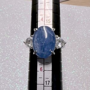 Genuine Sapphire and (Lab Created) Diamond Ring on Sterling Silver